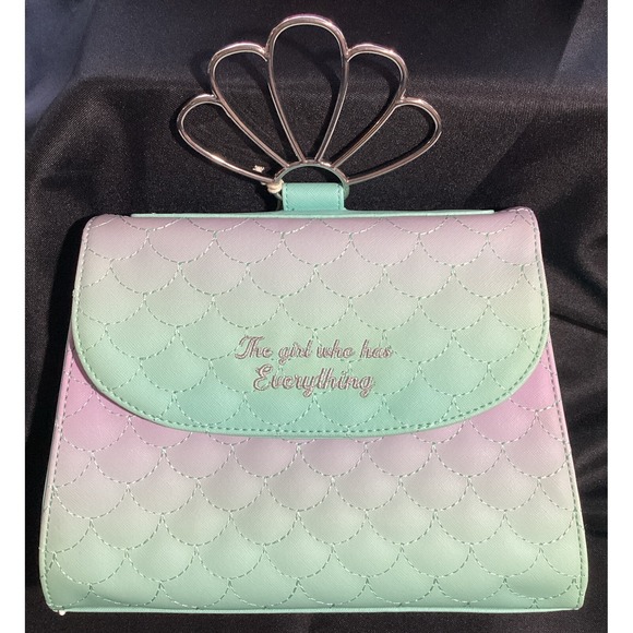 Loungefly Disney Little Mermaid Ombré Scales Shell Handle Crossbody Bag NEW - Picture 3 of 4